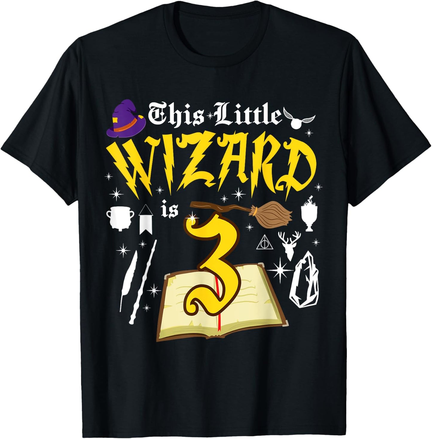 3rd Birthday Wizard Magic 3 Year Old Funny B-Day Matching T-Shirt - T-Shirt | Black