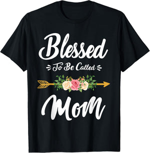Blessed To Be Called Mom Cute Mothers Day Funny Gift Mom T-Shirt - T-Shirt | Black