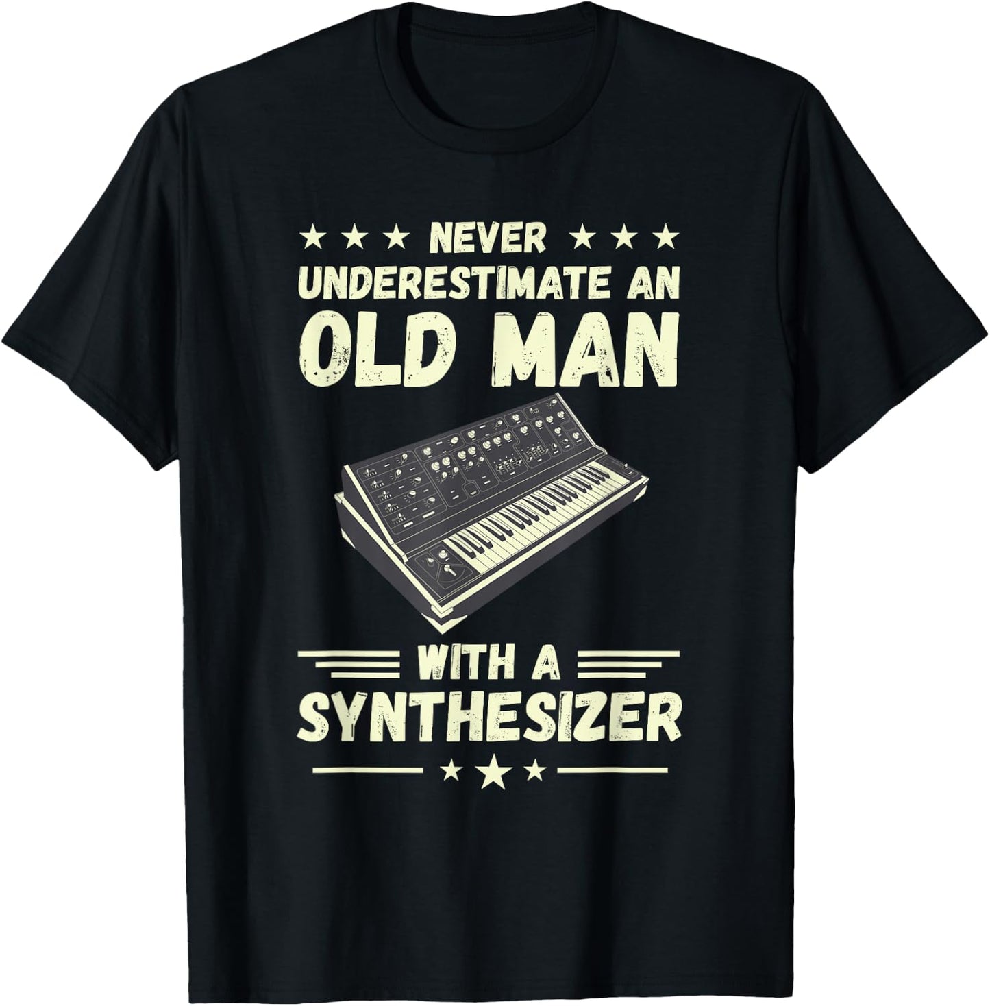 Synthesizer Never Underestimate An Old Man Modular Synth T-Shirt - T-Shirt | Black