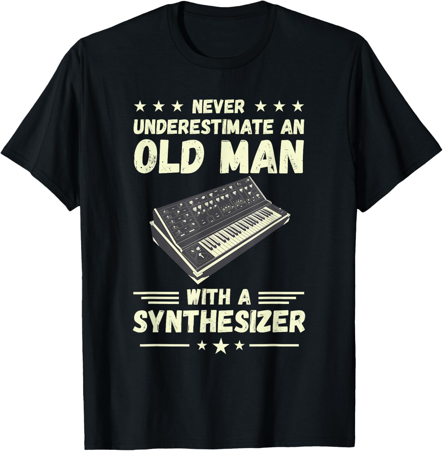 Synthesizer Never Underestimate An Old Man Modular Synth T-Shirt - T-Shirt | Black