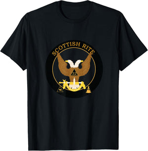 Scottish Rite 32nd Degree Mason 32 Masonic Wings Up AASR T-Shirt - T-Shirt | Black