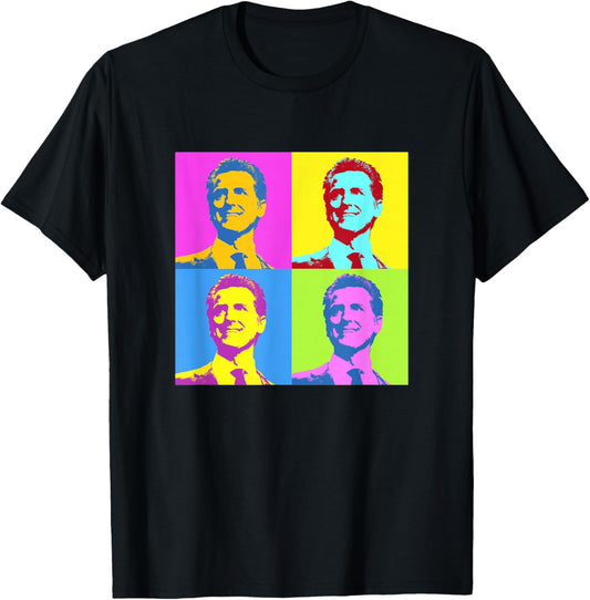 Gavin Newsom Retro Vintage Pop Art T-Shirt - T-Shirt | Black