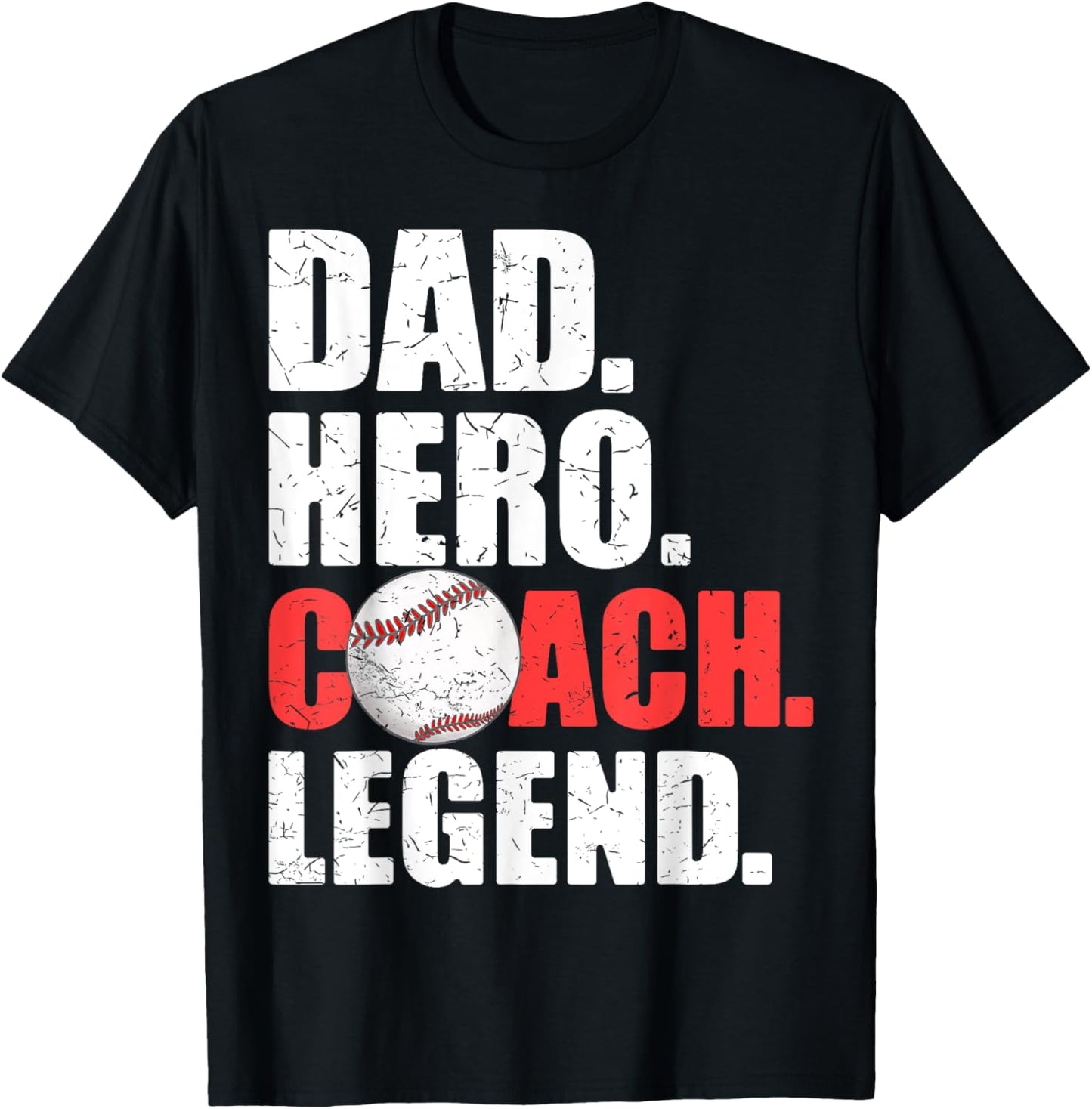 Dad Hero Coach Legend Father Daddy Baseball Softball Coach T-Shirt - T-Shirt | Black
