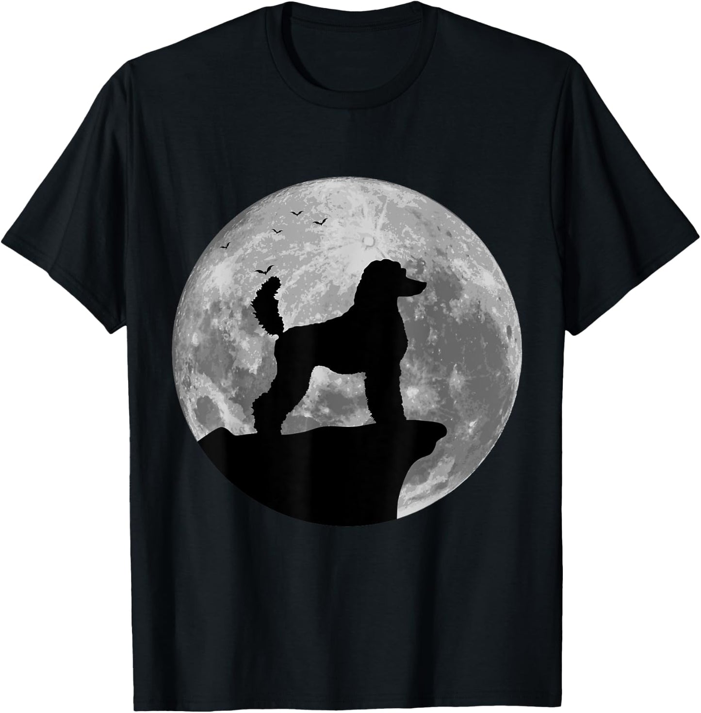 Standard Poodle Silhouette In The Moon Halloween Costume T-Shirt - T-Shirt | Black
