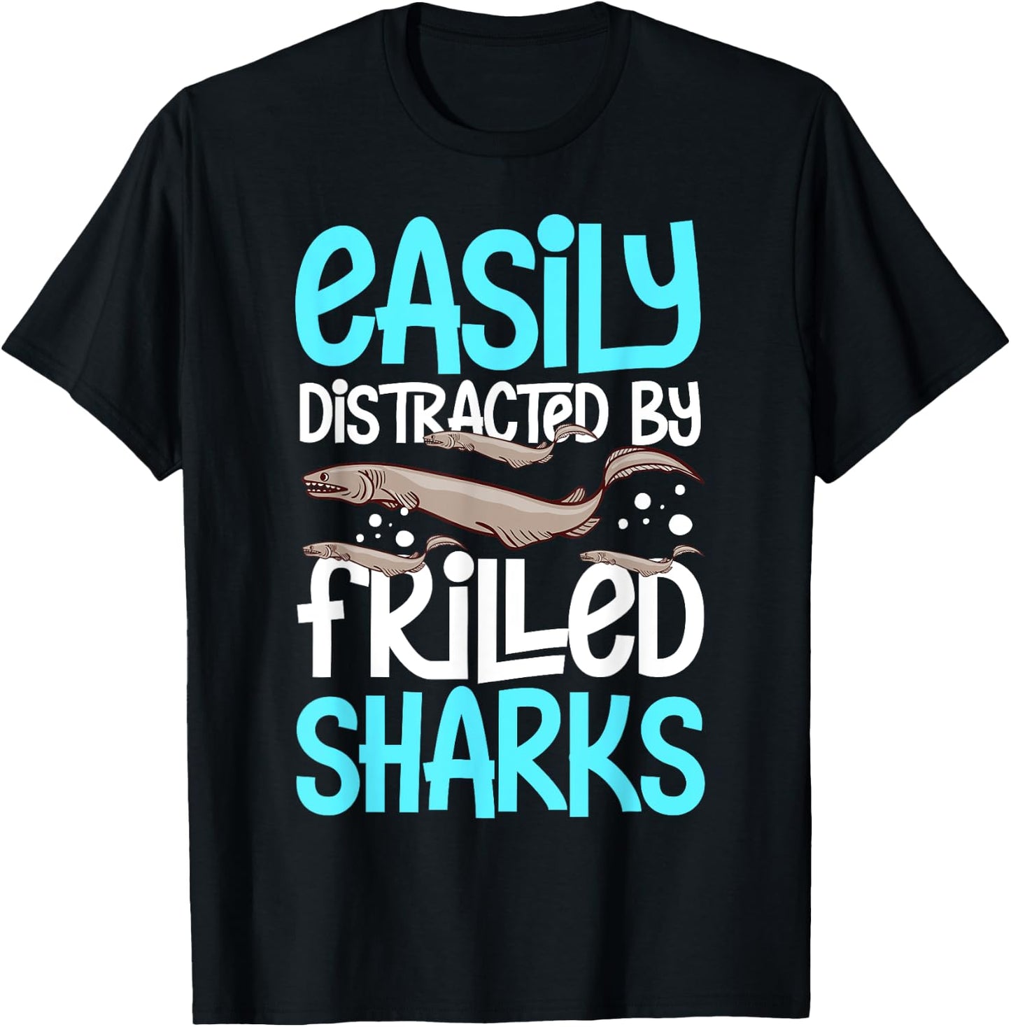 Frilled Shark Animal Tooth Funny Ocean T-Shirt - T-Shirt | Black