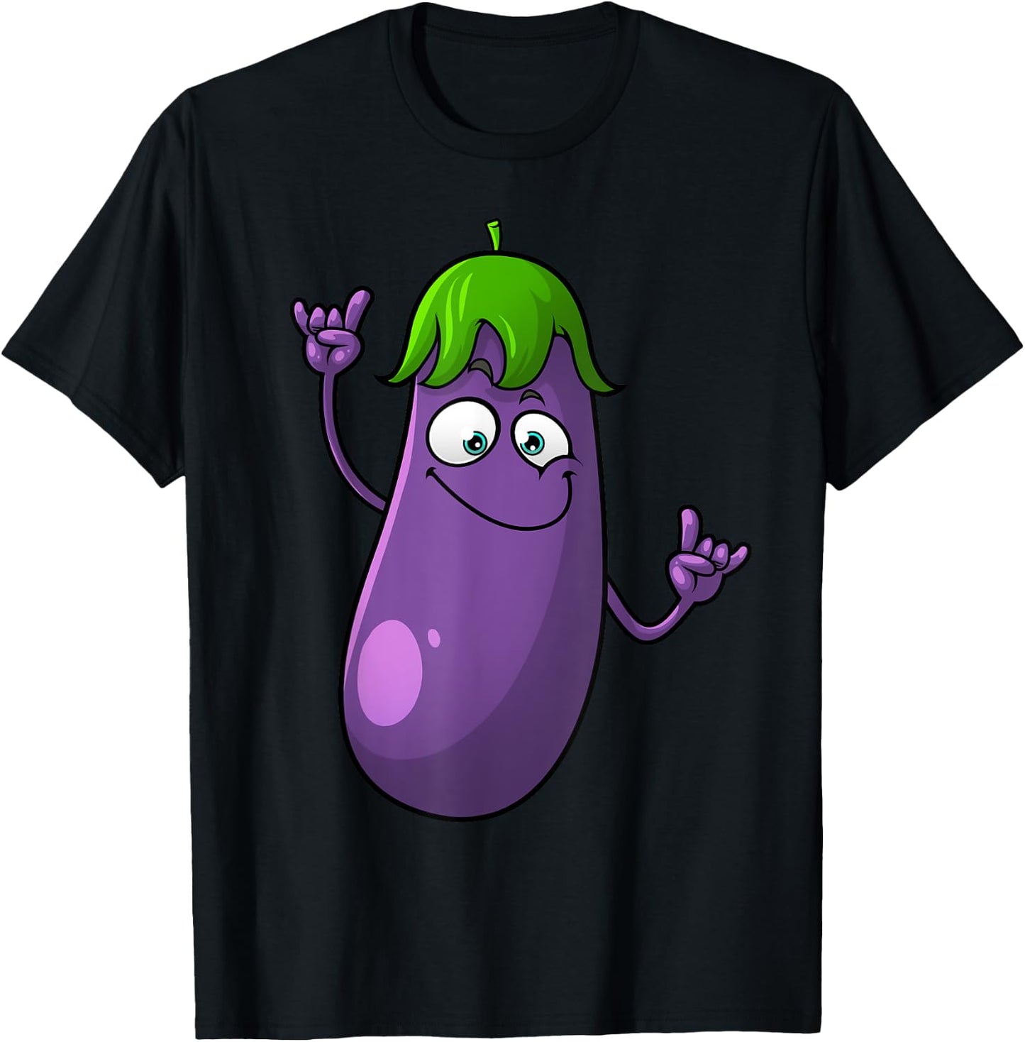 Funny Eggplant Designs Women Fruit Vegetable T-Shirt - T-Shirt | Black