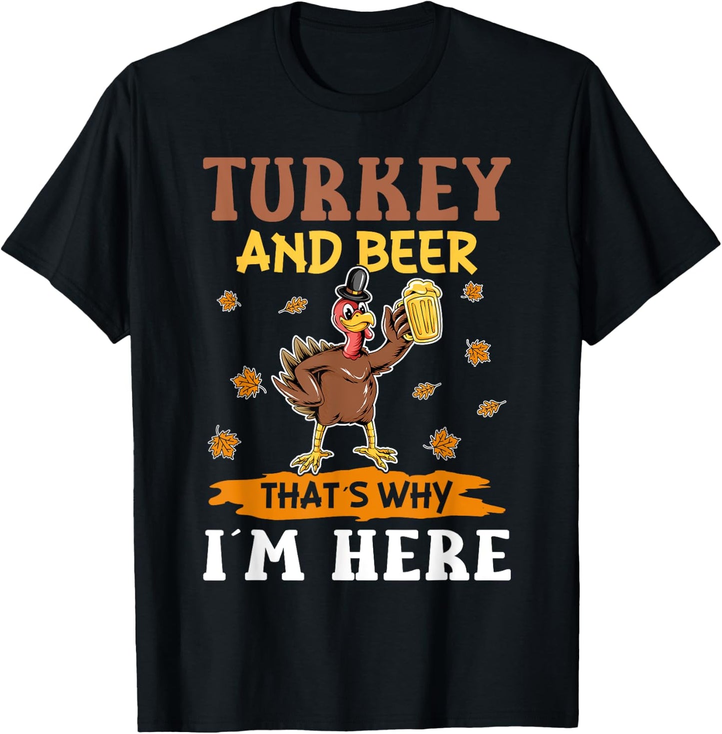 Turkey and Beer Thanksgiving Day T-Shirt - T-Shirt | Black