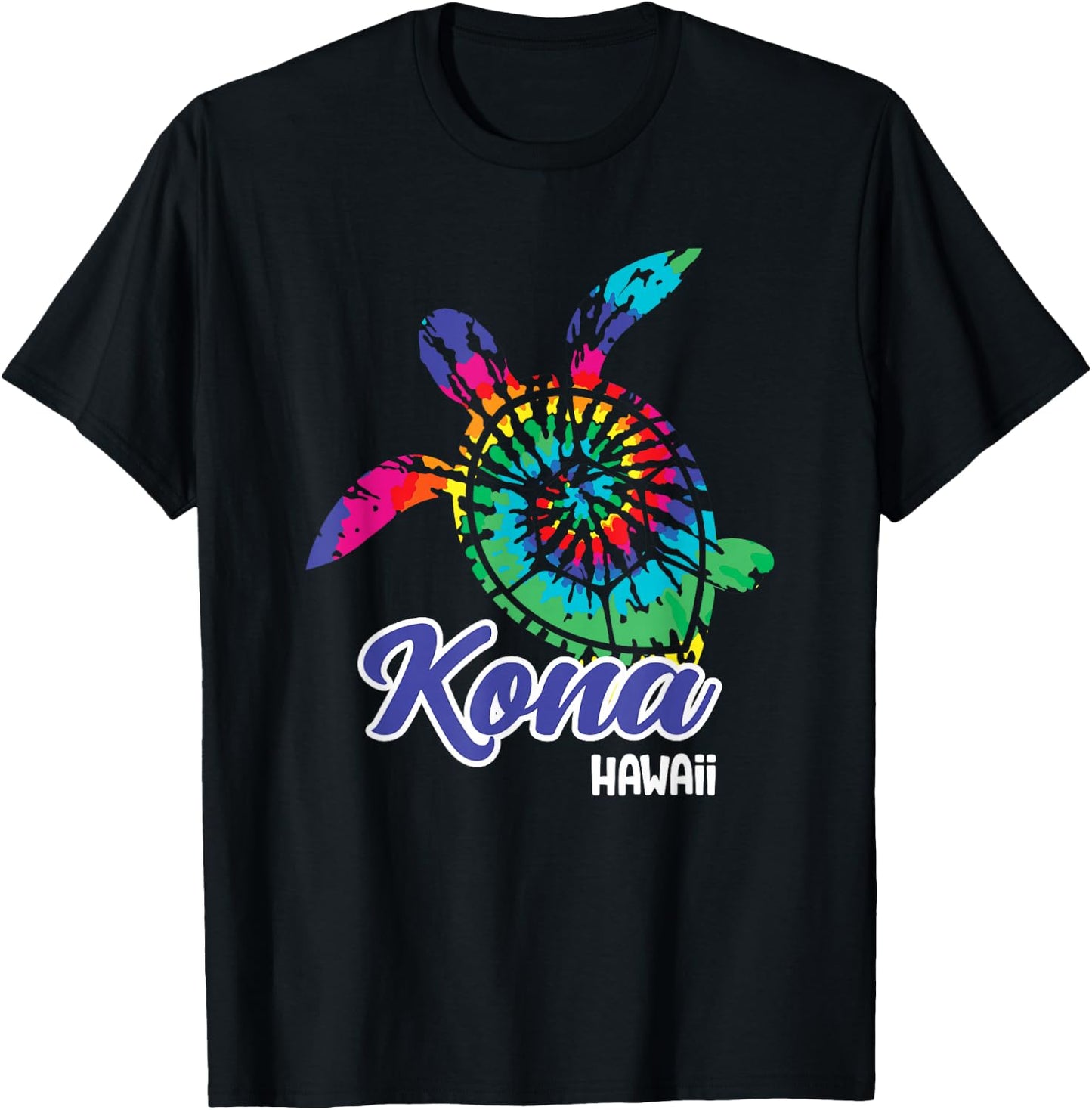 Kona Hawaii Tie Dye Save Sea Turtles Hawaiian Beaches T-Shirt - T-Shirt | Black