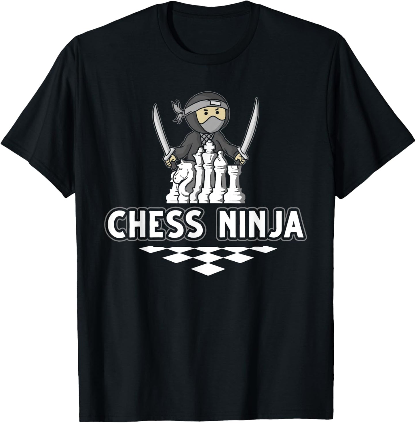 Funny Chess Design Kids Boys Girls Ninja Chess Lover Players T-Shirt - T-Shirt | Black