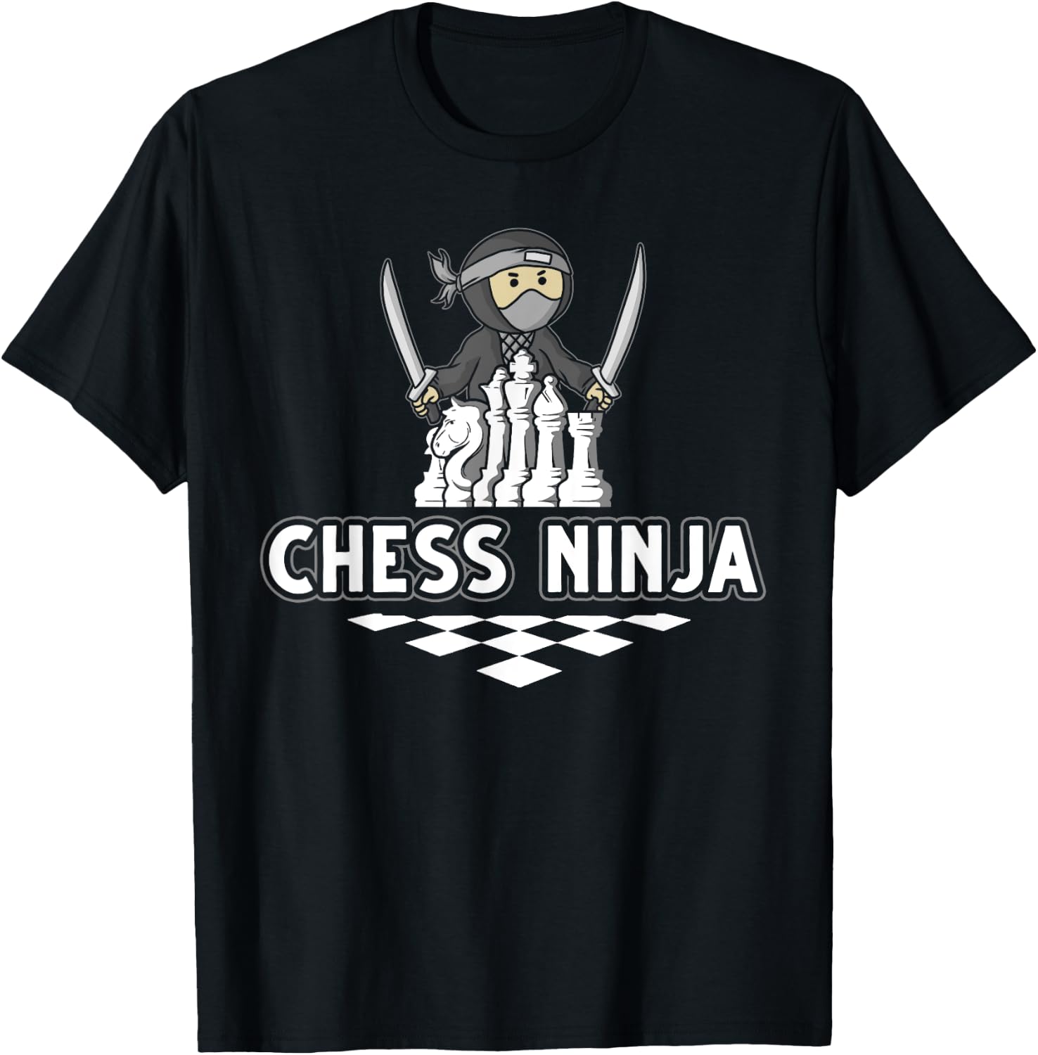 Funny Chess Design Kids Boys Girls Ninja Chess Lover Players T-Shirt - T-Shirt | Black