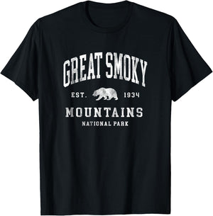 Retro Great Smoky Mountains National Park Hiking T-Shirt - T-Shirt | Black