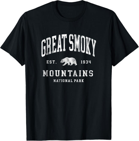 Retro Great Smoky Mountains National Park Hiking T-Shirt - T-Shirt | Black