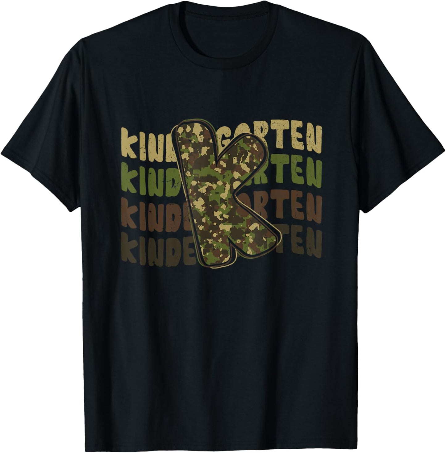 Kindergarten Camo Camouflage Boy Teacher Back To School T-Shirt - T-Shirt | Black