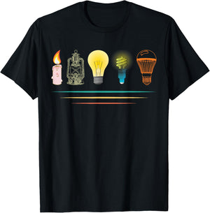 Evolution of light lighting electricity funny electrician T-Shirt - T-Shirt | Black
