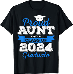 Super Proud Aunt of 2024 Graduate Awesome Family College T-Shirt - T-Shirt | Black
