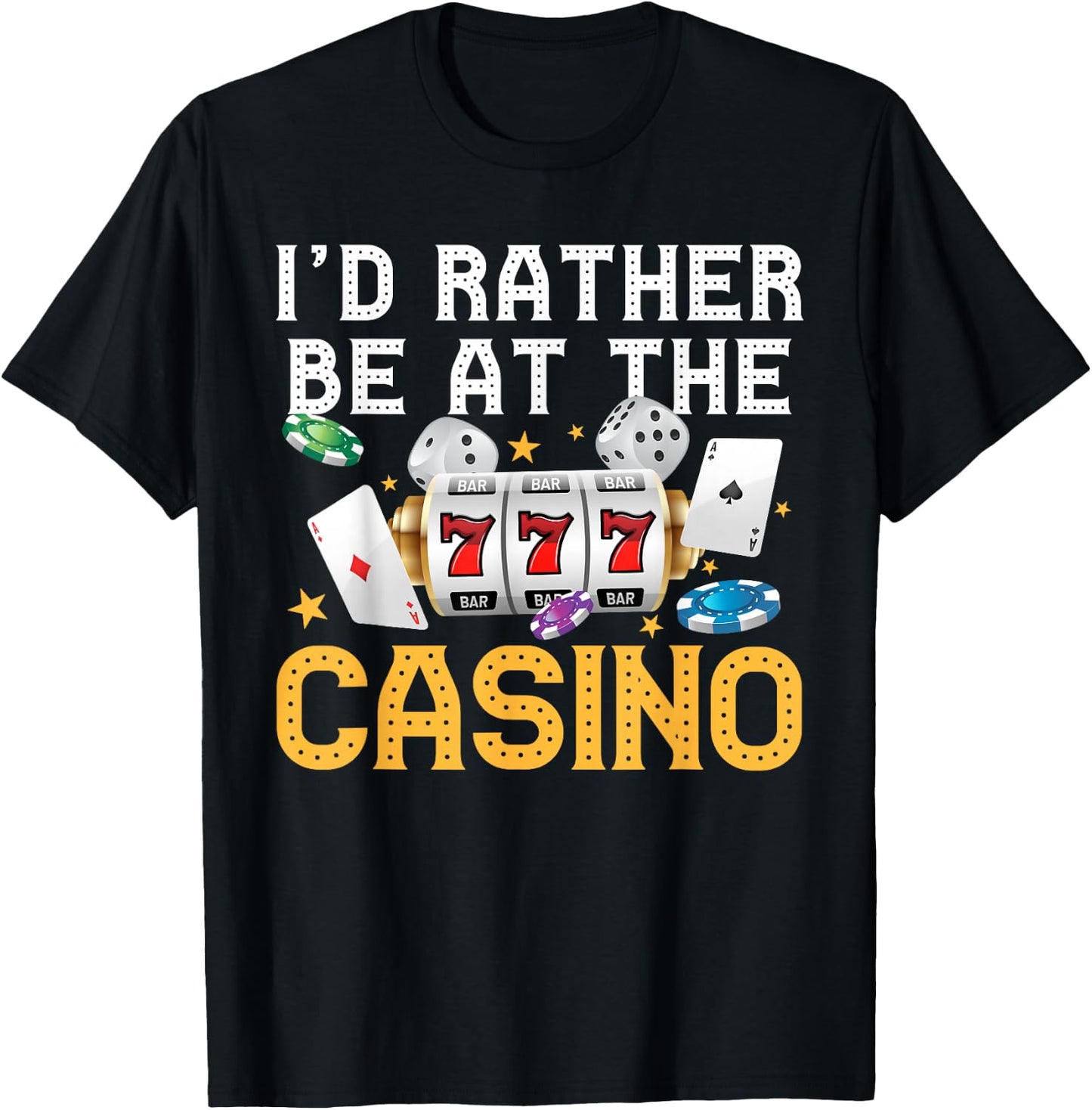 Funny Casino Gambling Art Men Women Las Vegas Slot Machine T-Shirt - T-Shirt | Black