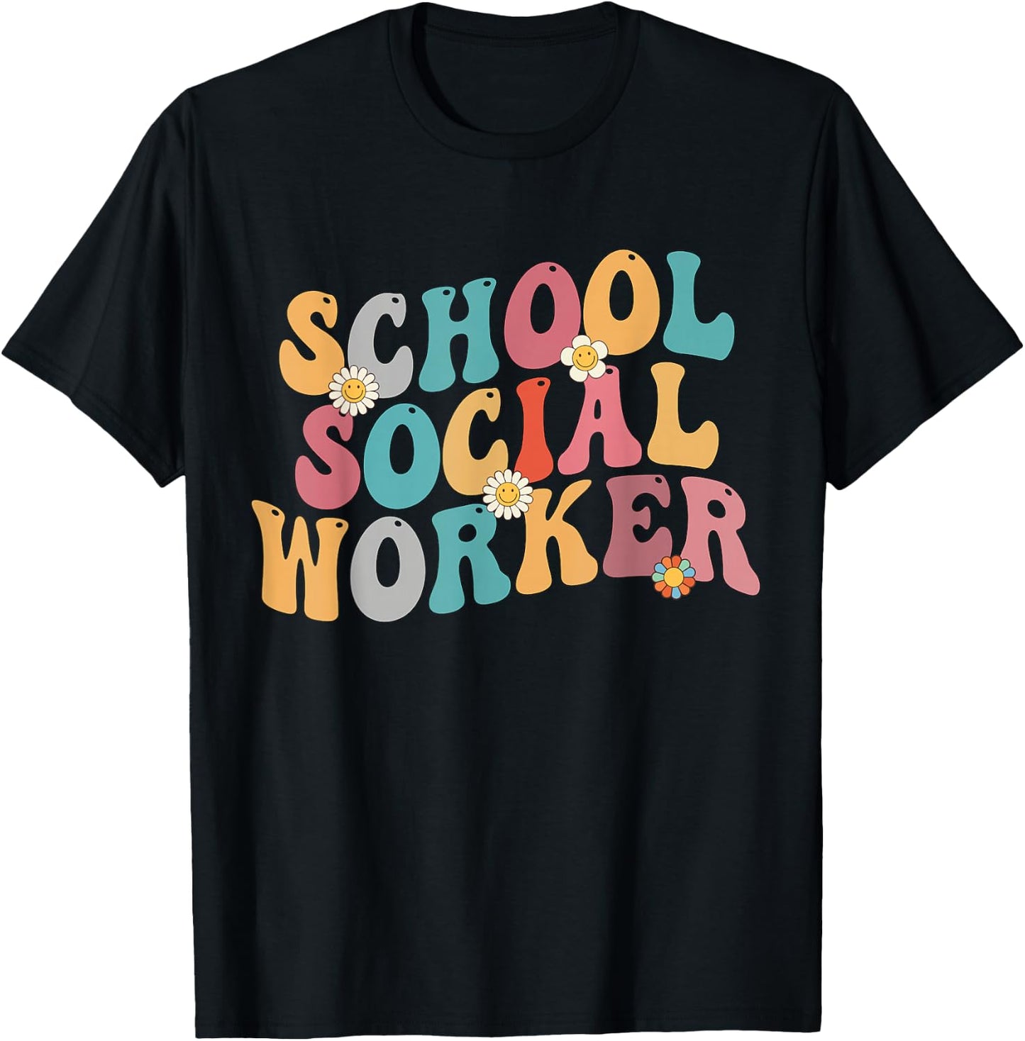 School Social Worker Groovy Retro Appreciation Social Work T-Shirt - T-Shirt | Black