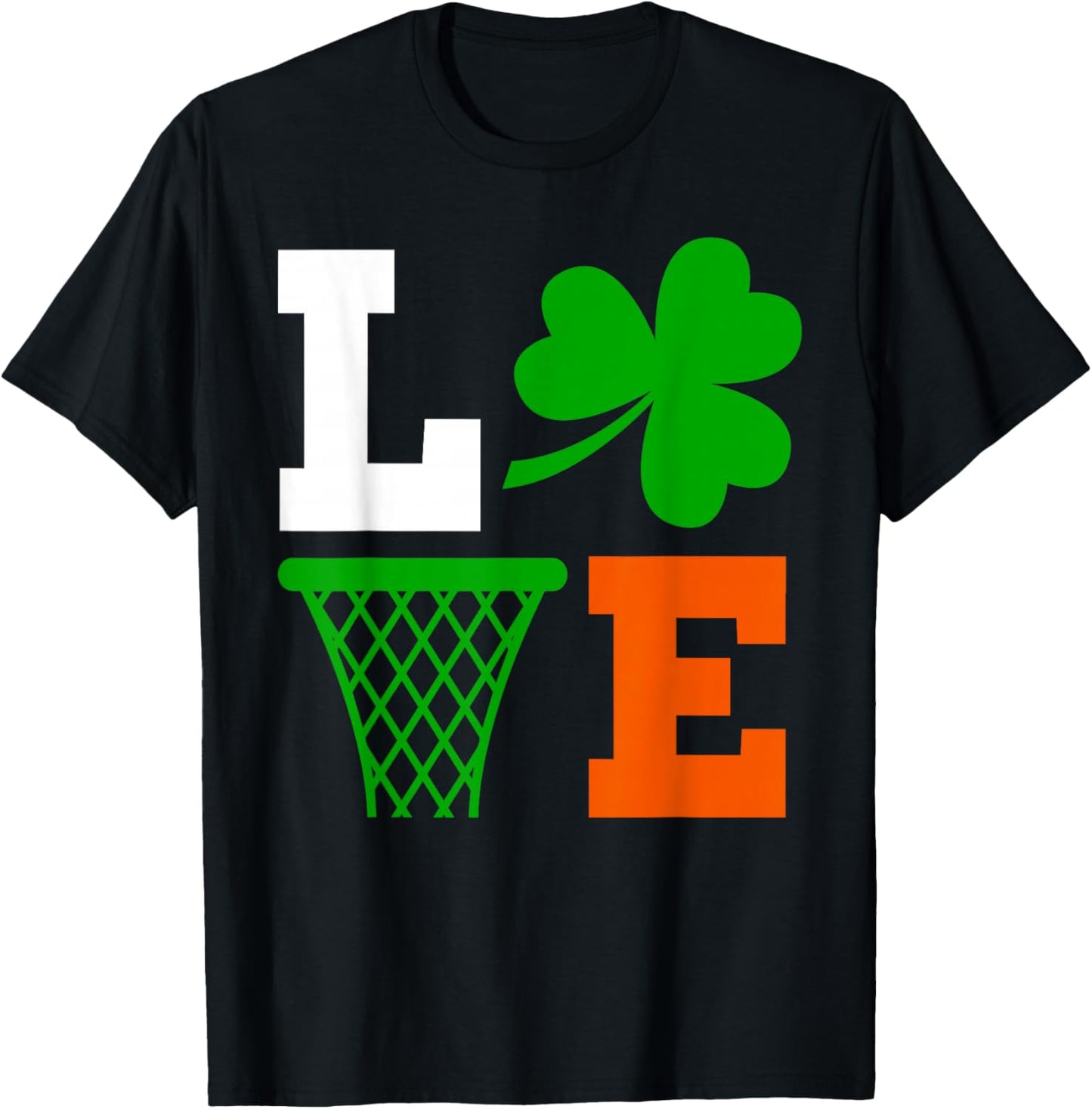 Irish Cute Funny Basketball St Patrick's Day Lucky Shamrock T-Shirt - T-Shirt | Black