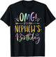 OMG It's My Nephew's Birthday Happy BDay Uncle Aunt Tie Dye T-Shirt - T-Shirt | Black