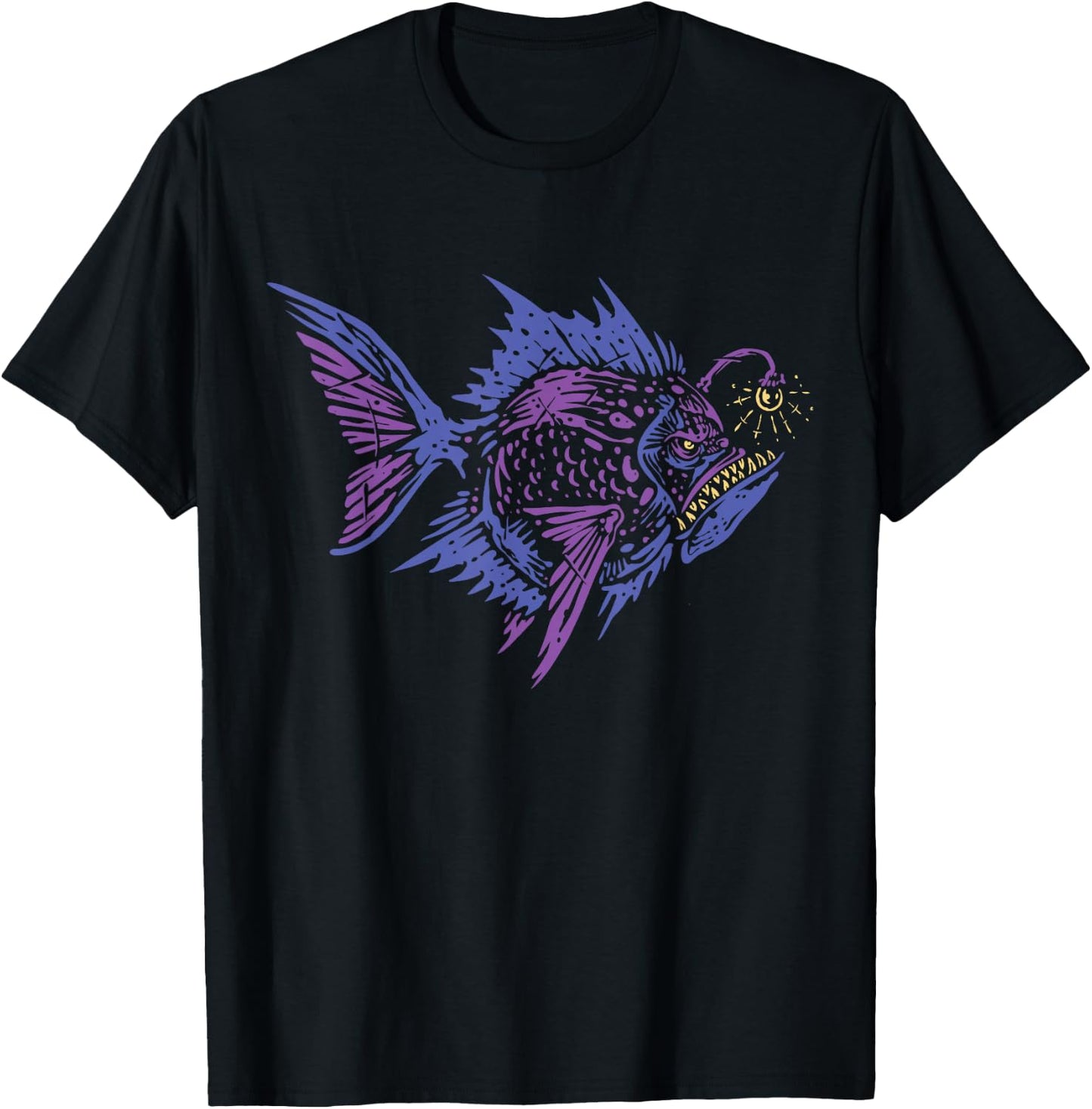 Anglerfish Deep Sea Creatures Sea Monster Angler Fish T-Shirt - T-Shirt | Black