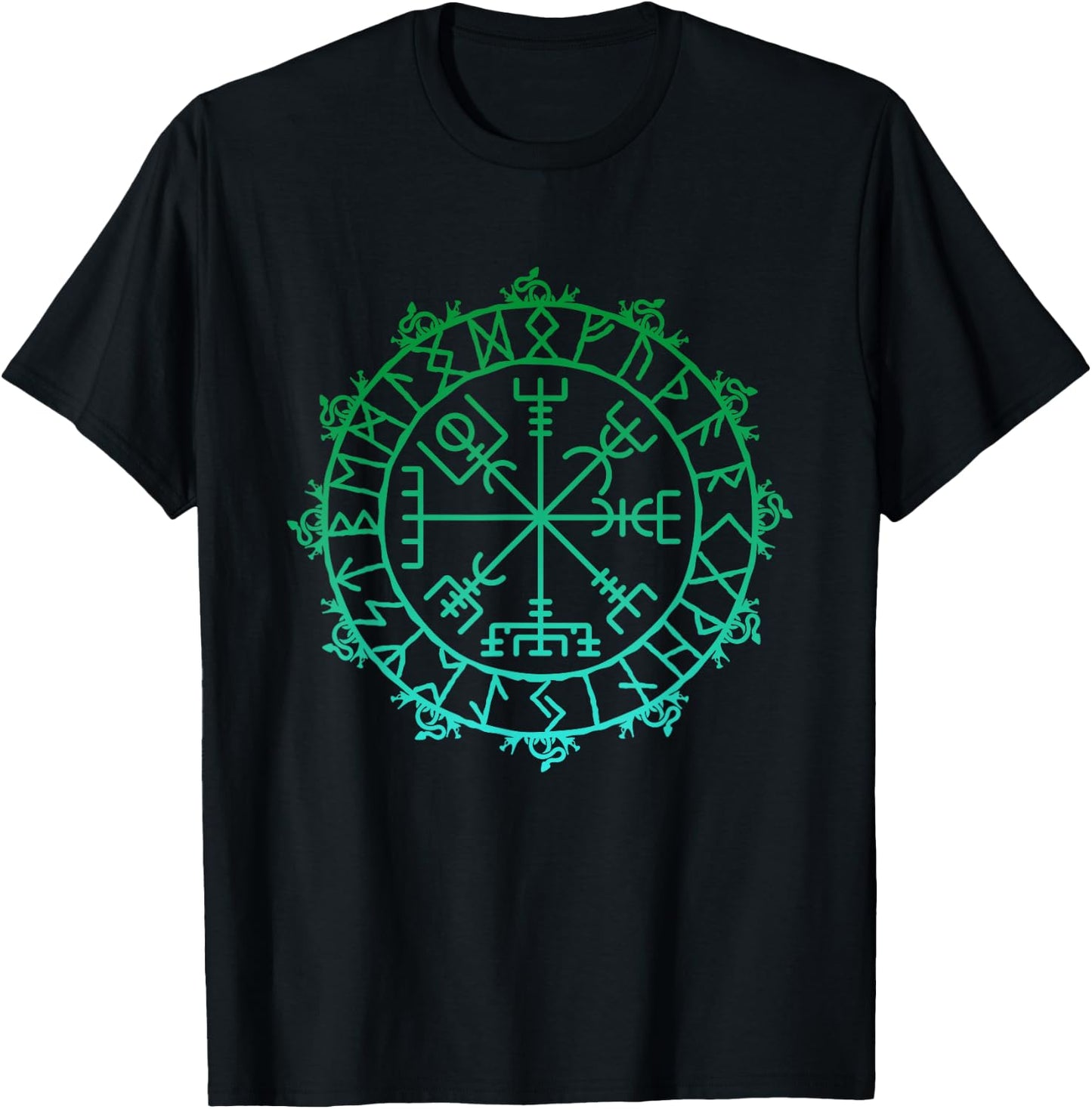 Nordic Symbol Vegvisir Viking Symbol Celtic Rune T-Shirt - T-Shirt | Black