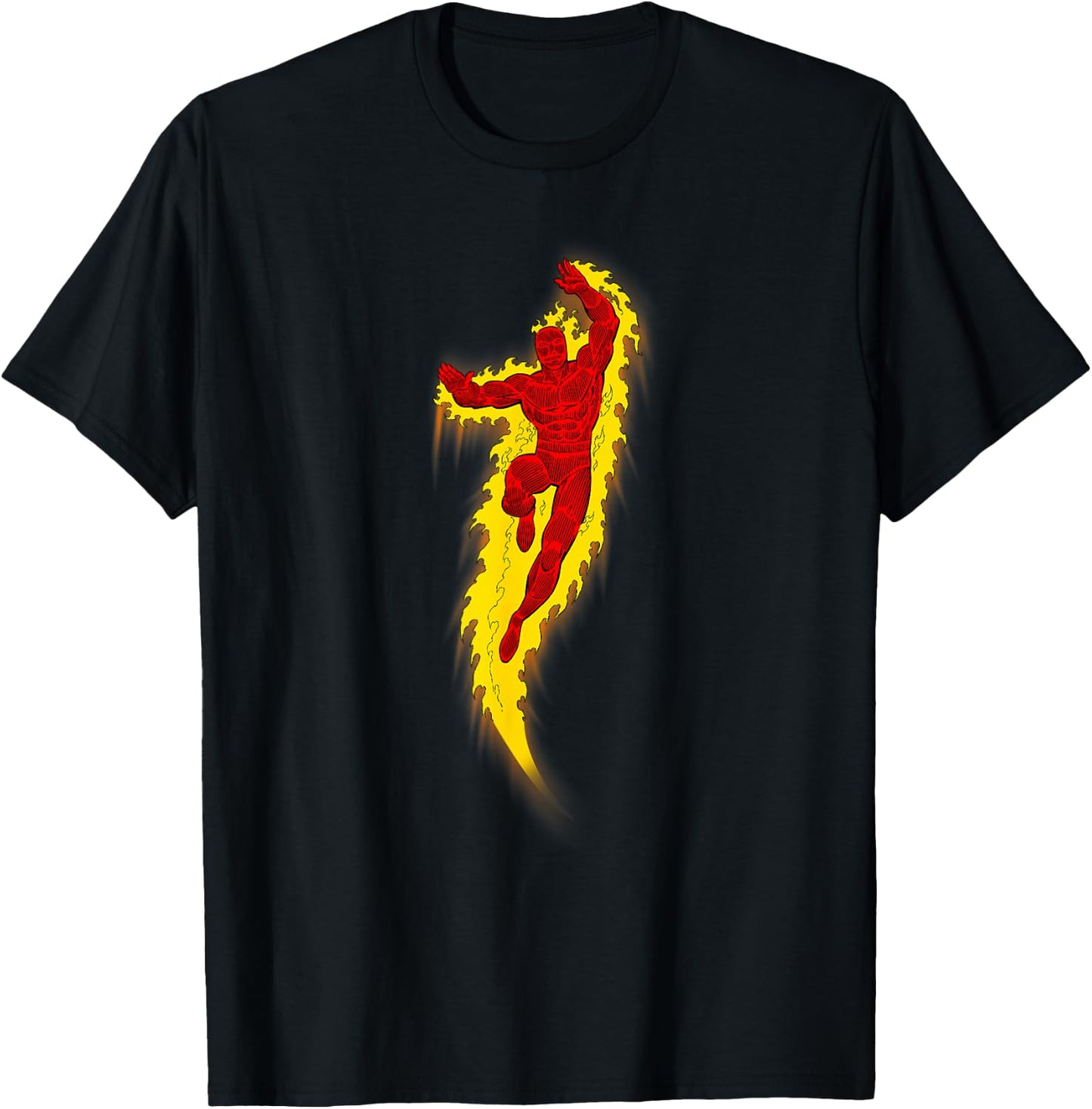 Marvel Fantastic Four The Human Torch Retro Looks Poster T-Shirt - T-Shirt | Black