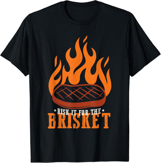 Funny Risk It For The Brisket Grilling BBQ T-Shirt - T-Shirt | Black