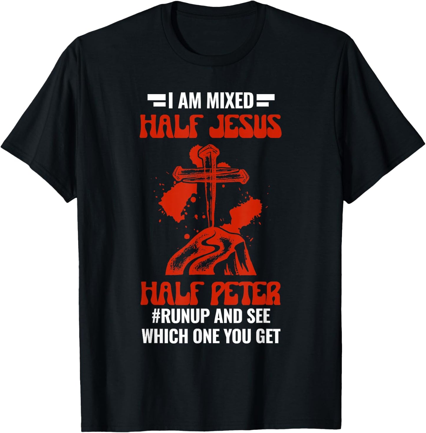 Mixed Half Jesus and Half Peter Christians T-Shirt - T-Shirt | Black