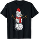 Volleyball Player Snowman Merry Xmas Christmas Day T-Shirt - T-Shirt | Black