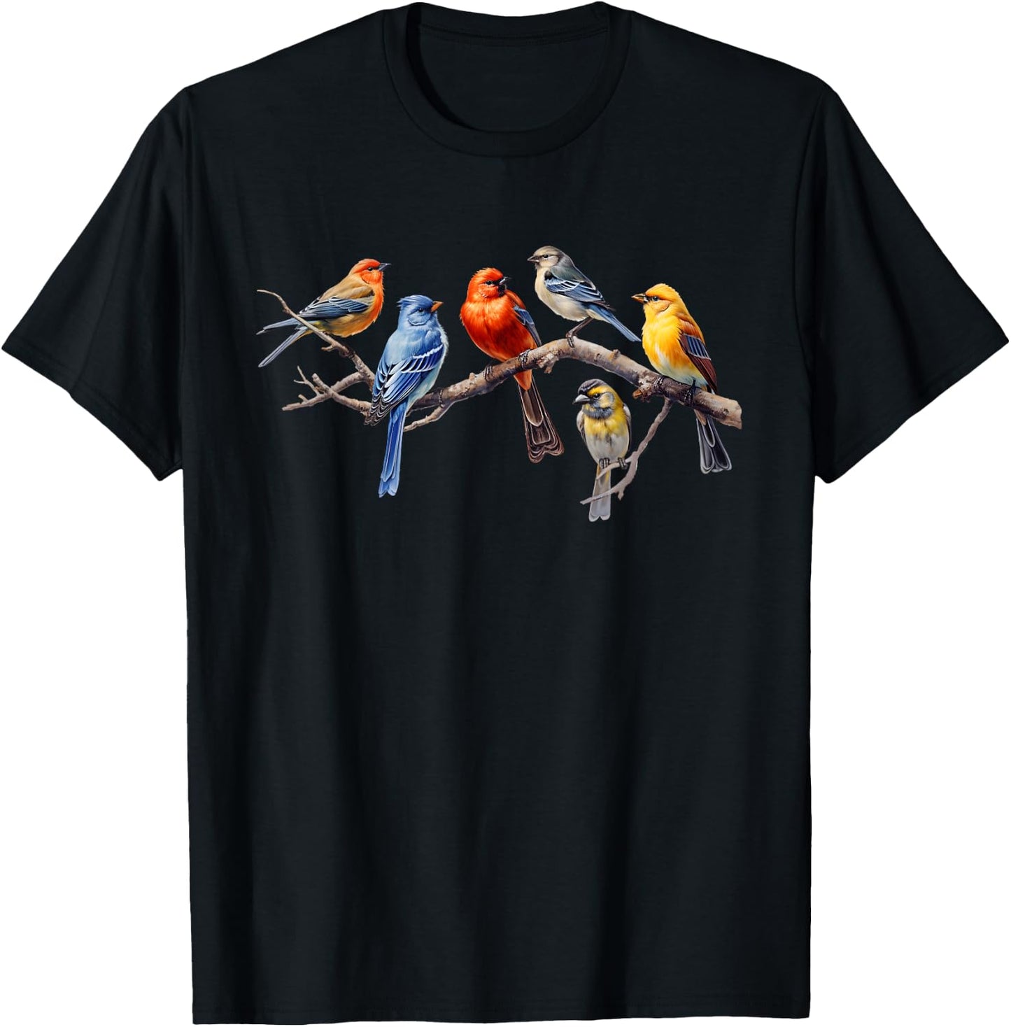Backyard Bird Watching Watcher Birds on a Branch Birder T-Shirt - T-Shirt | Black