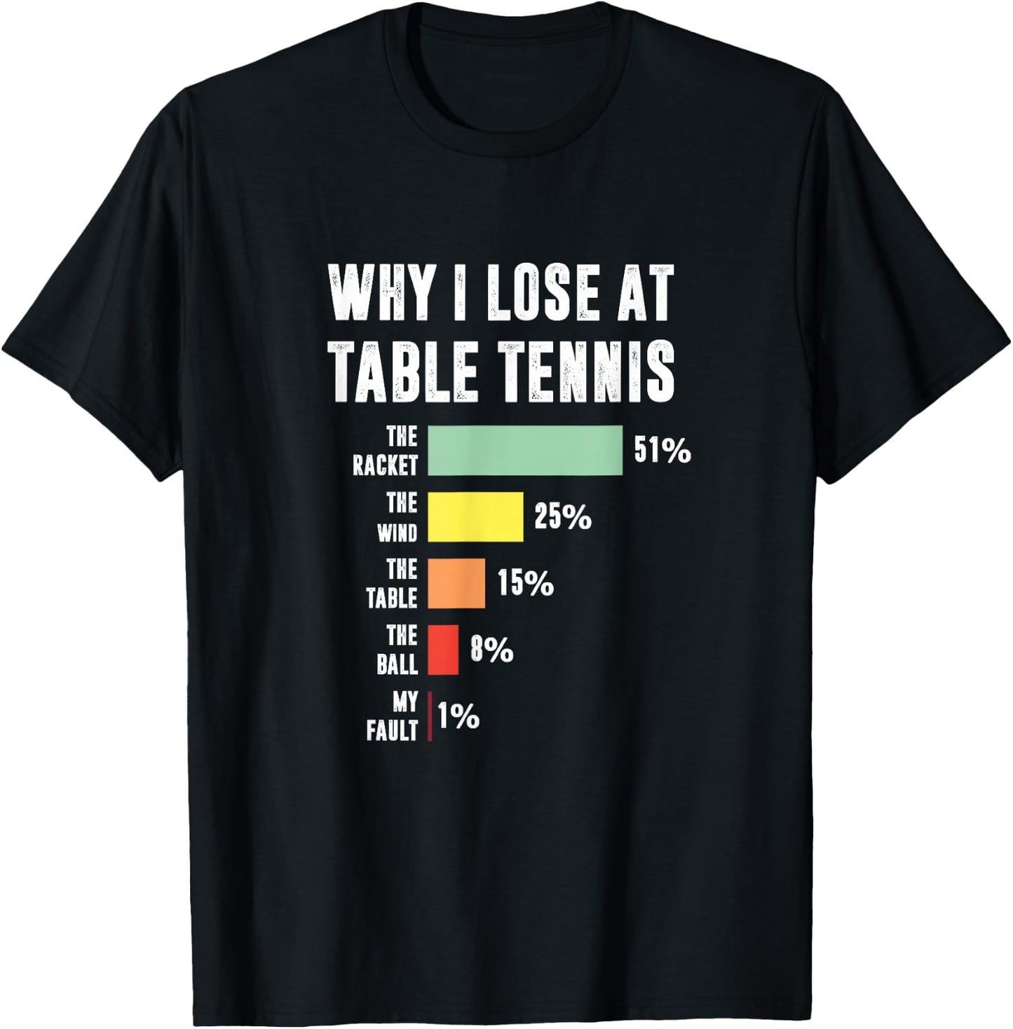 Why I Lose At Table Tennis, Funny Table Tennis Player T-Shirt - T-Shirt | Black