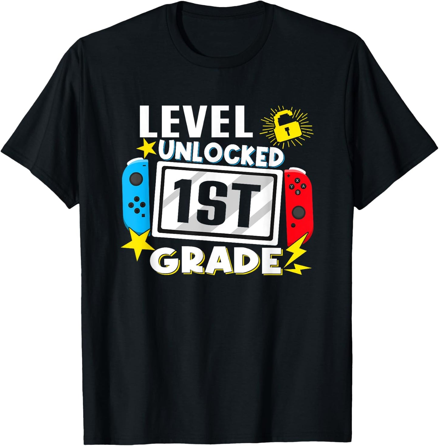 First Day Of 1st Grade Level Unlocked Game Back To School T-Shirt - T-Shirt | Black