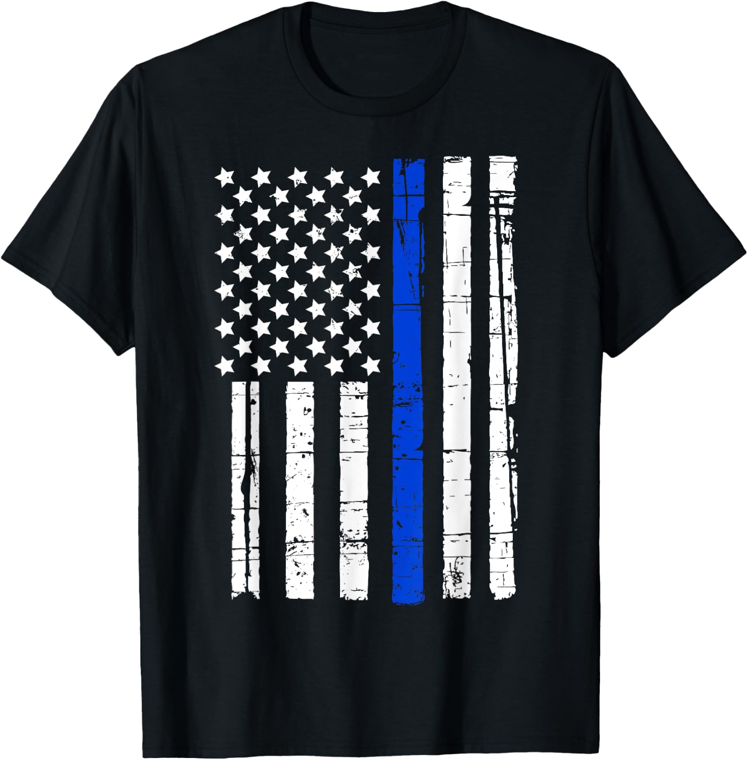 Blue line flag T-Shirt - T-Shirt | Black