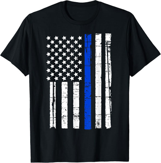 Blue line flag T-Shirt - T-Shirt | Black