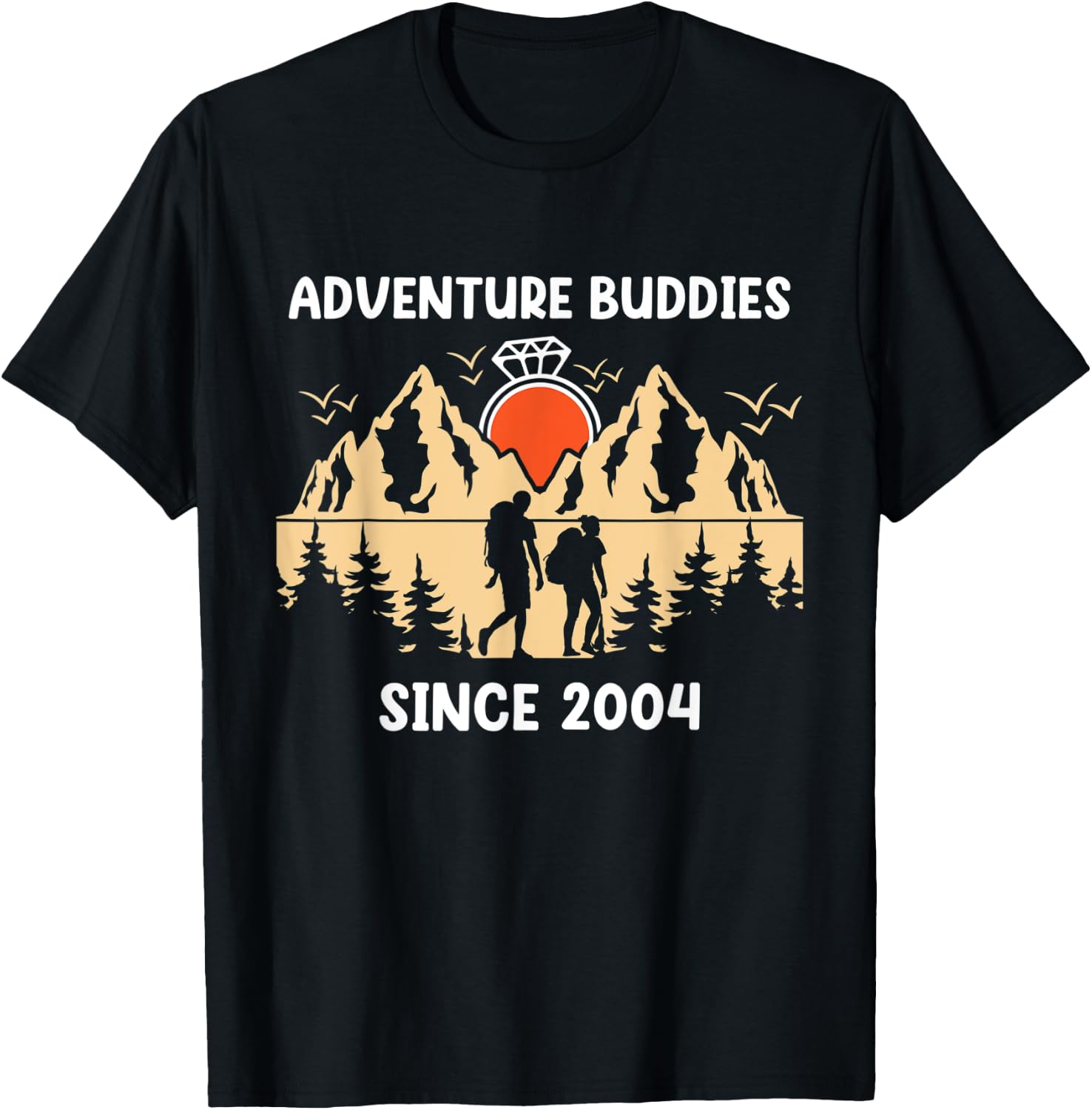 Adventure Buddies Since 2004 Hiking Partner T-Shirt - T-Shirt | Black