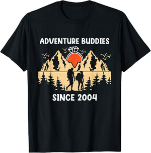 Adventure Buddies Since 2004 Hiking Partner T-Shirt - T-Shirt | Black