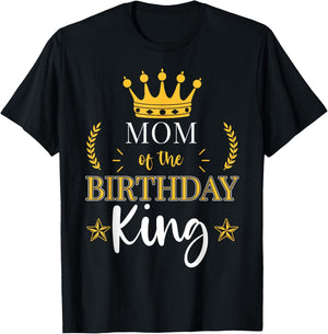 Mom of the Birthday King Theme Party Bday Celebration T-Shirt - T-Shirt | Black