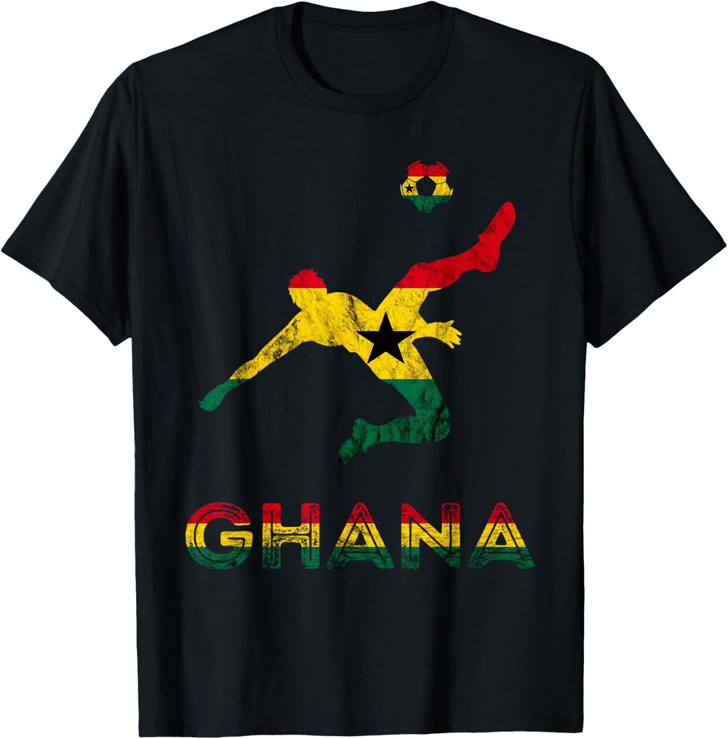 Ghana Soccer Player Ghana Ghanese Roots Evolution Ghana Flag T-Shirt - T-Shirt | Black
