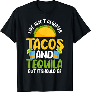 Tacos Tequila Mexican Food Drinking Lover T-Shirt - T-Shirt | Black