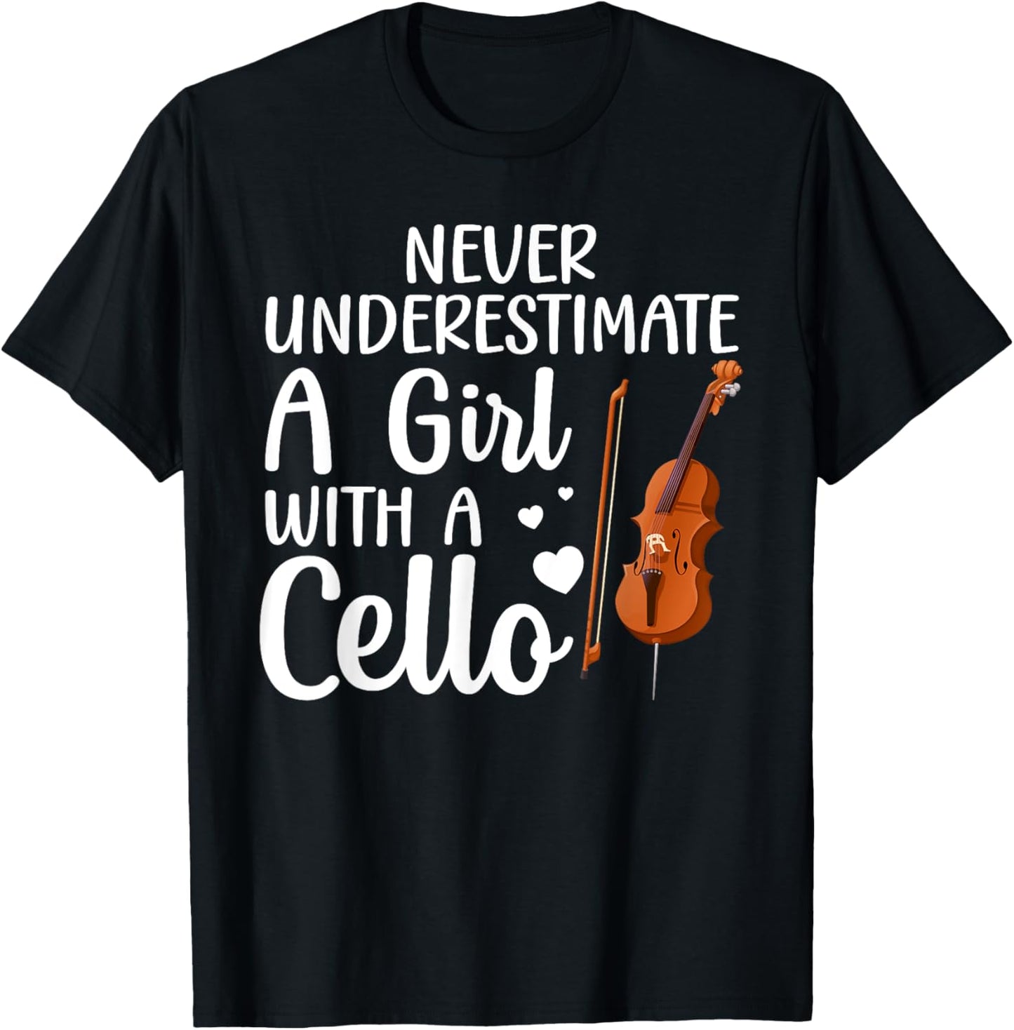 Funny Cello Art for Girls Women Kids Youth Cello Players T-Shirt - T-Shirt | Black