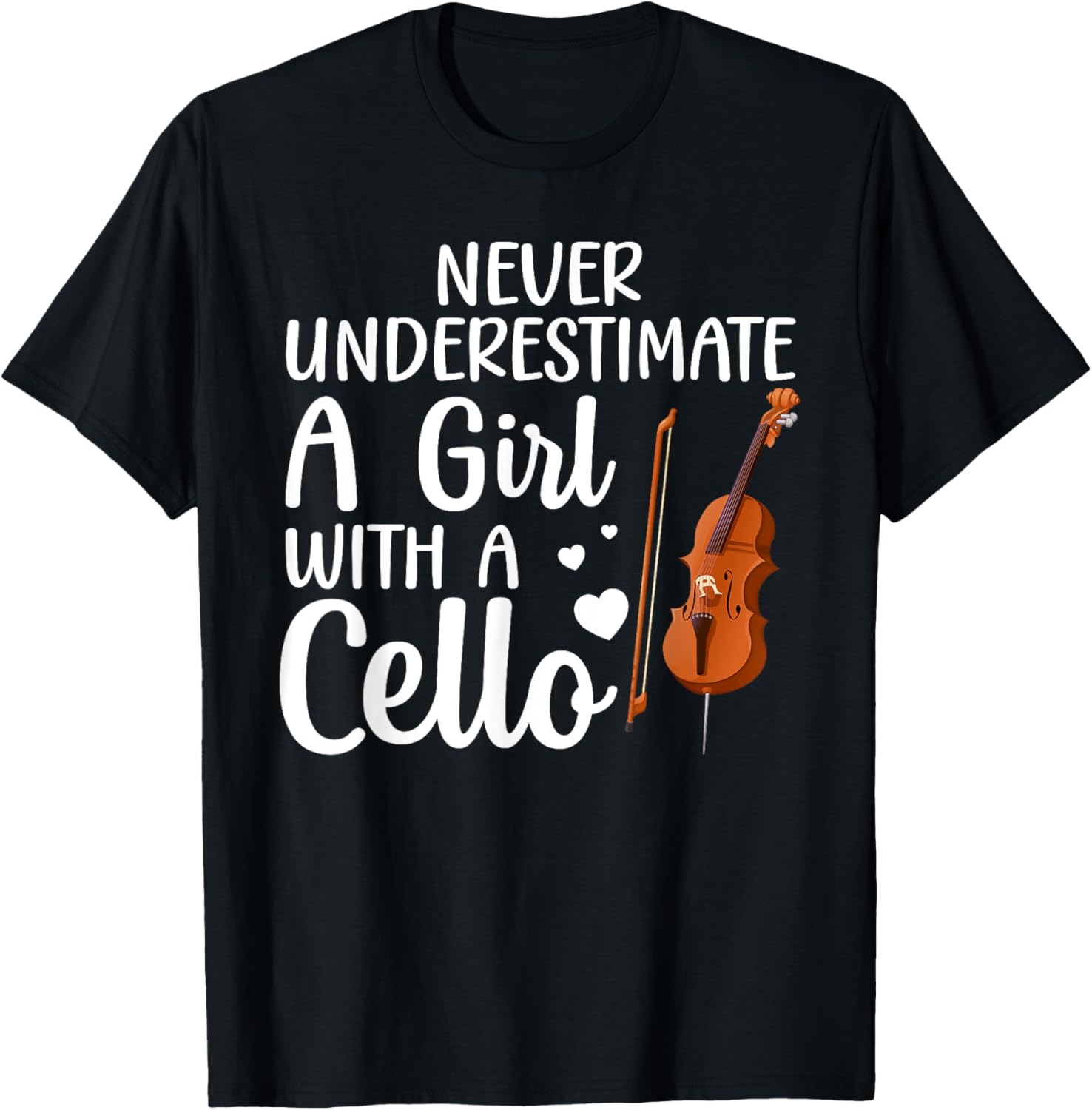 Funny Cello Art for Girls Women Kids Youth Cello Players T-Shirt - T-Shirt | Black