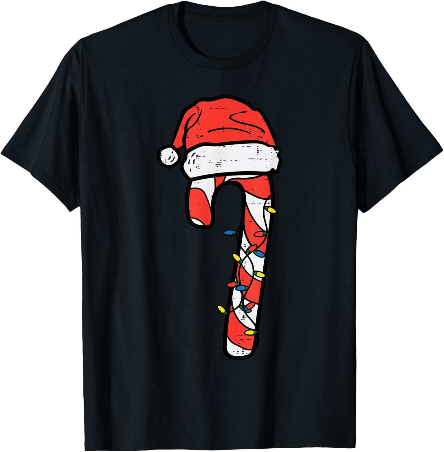 Christmas Candy Cane Santa Xmas Kids Toddler Youth Women Men T-Shirt - T-Shirt | Black