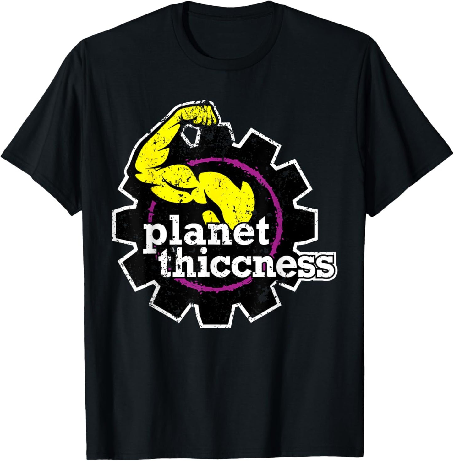 Planet Thiccness Funny Joke Thick Thicc Fitness Workout Gym T-Shirt - T-Shirt | Black