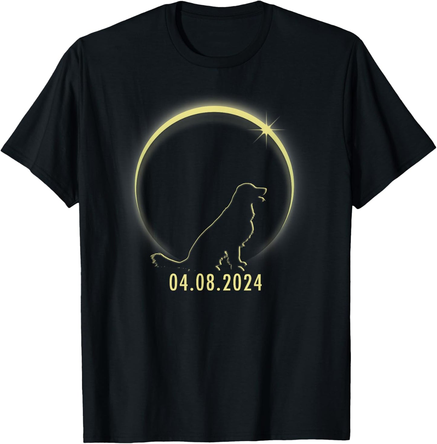 Total Solar Eclipse Golden Retriever Lover April 8 2024 T-Shirt - T-Shirt | Black