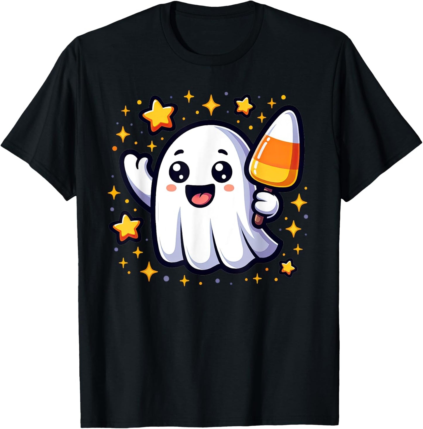 Cute Halloween Ghost Candy Corn Kids and Halloween Lovers T-Shirt - T-Shirt | Black