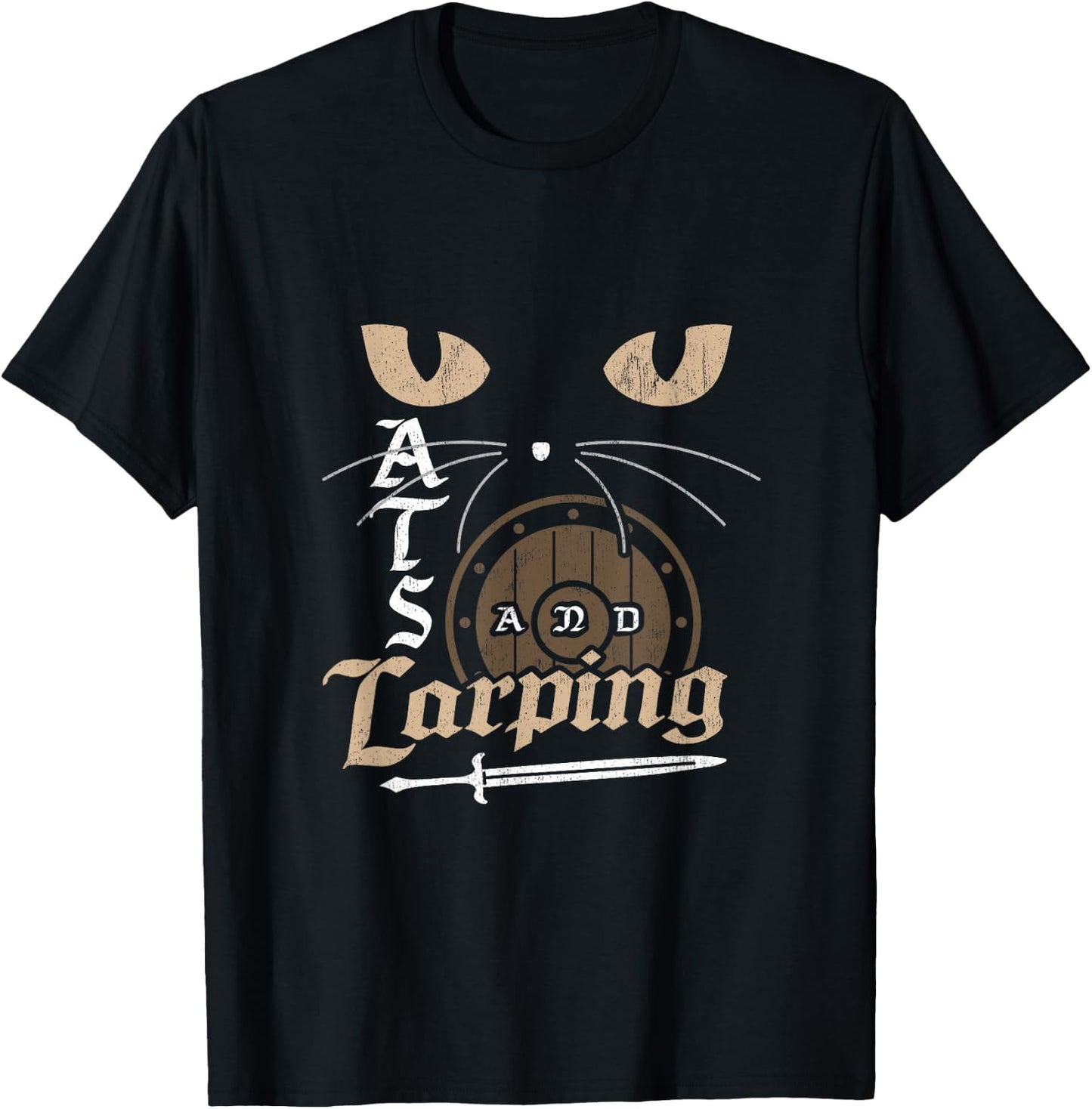 Cats and LARPing Role Playing Game RPG Larp Gamer Cat Lover T-Shirt - T-Shirt | Black