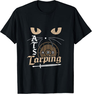 Cats and LARPing Role Playing Game RPG Larp Gamer Cat Lover T-Shirt - T-Shirt | Black