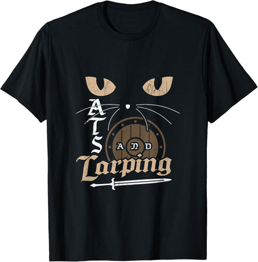 Cats and LARPing Role Playing Game RPG Larp Gamer Cat Lover T-Shirt - T-Shirt | Black