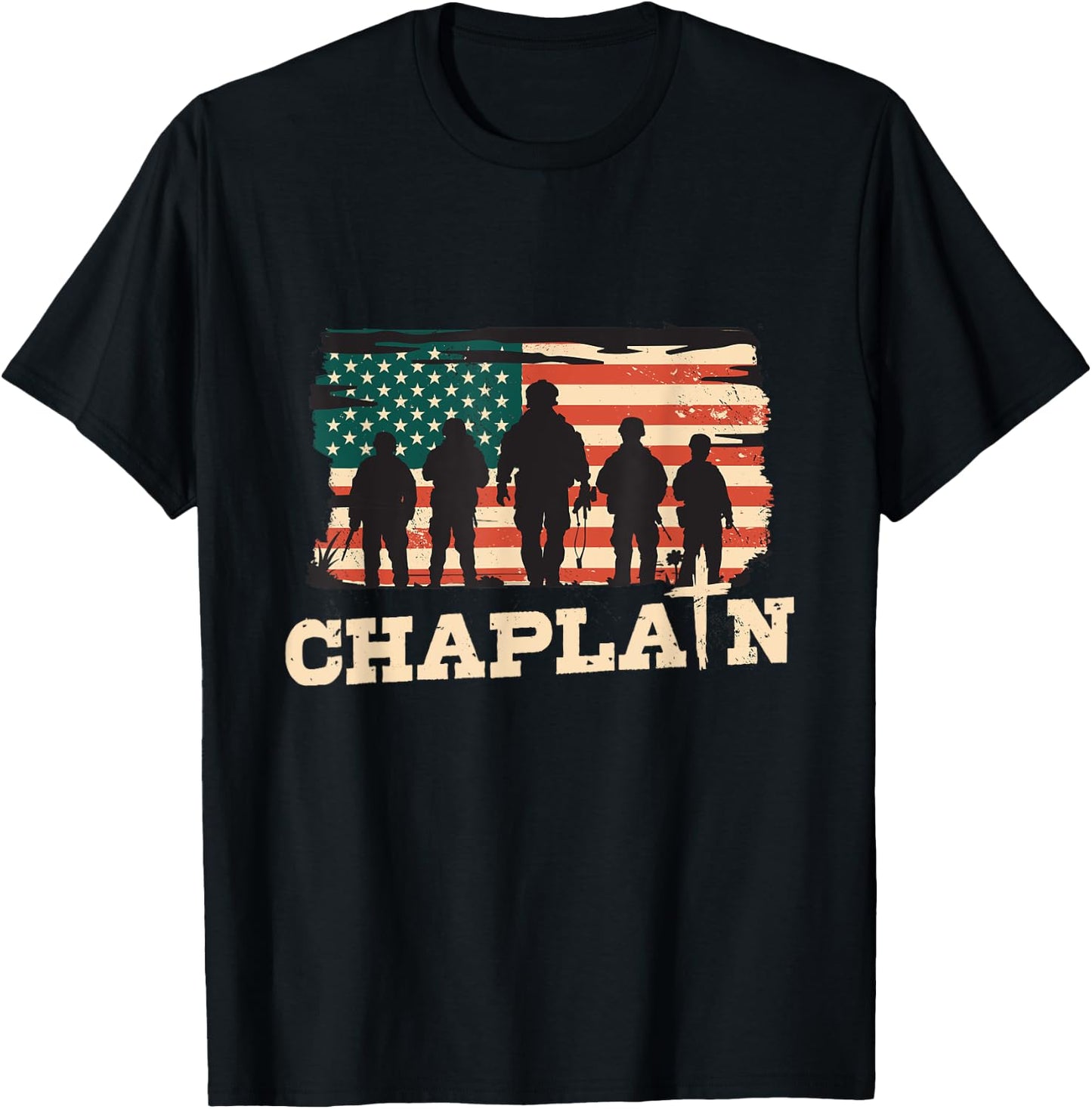 Military Chaplain US Flag Chaplain T-Shirt - T-Shirt | Black