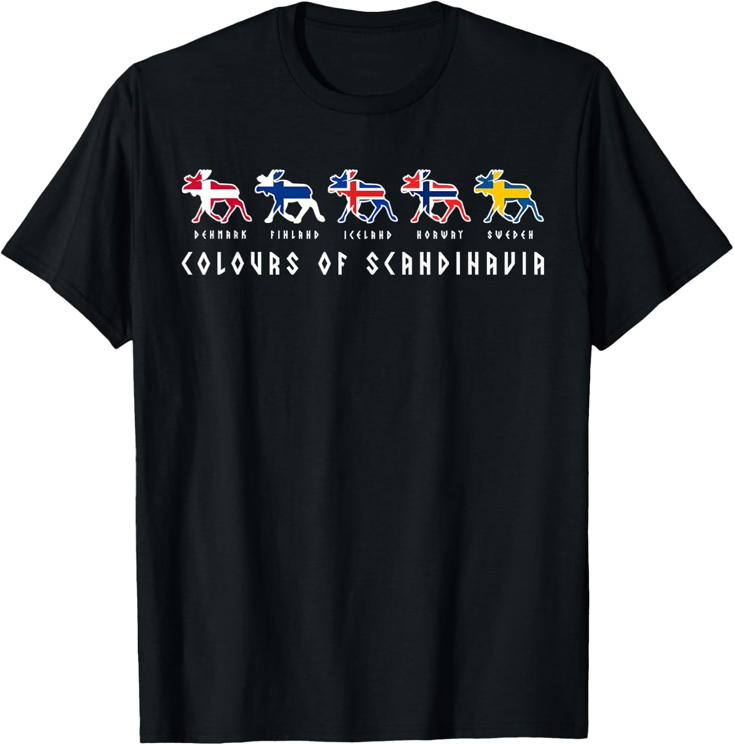 Scandinavia flags elk colours Sweden, Norway T-Shirt - T-Shirt | Black